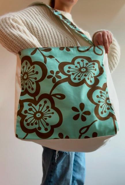 White & Blue Floral Bag