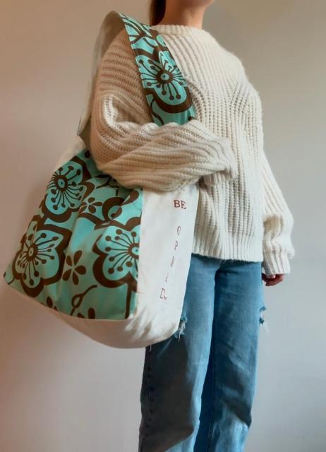 White & Blue Floral Bag