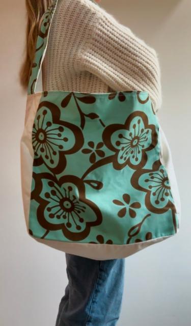 White & Blue Floral Bag